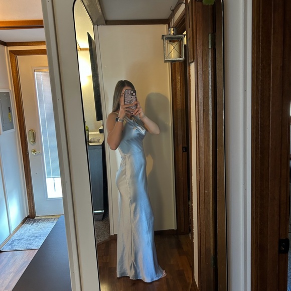 Satin Blue Dress - Picture 5 of 5